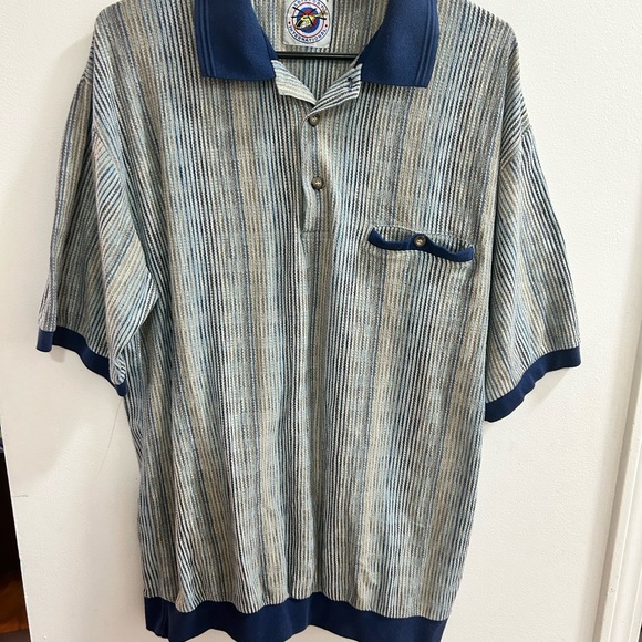 LD-Sport International Other - LD-Sport International Mens XLT Polo Shirt Vintage Striped Knit Blue Gray
